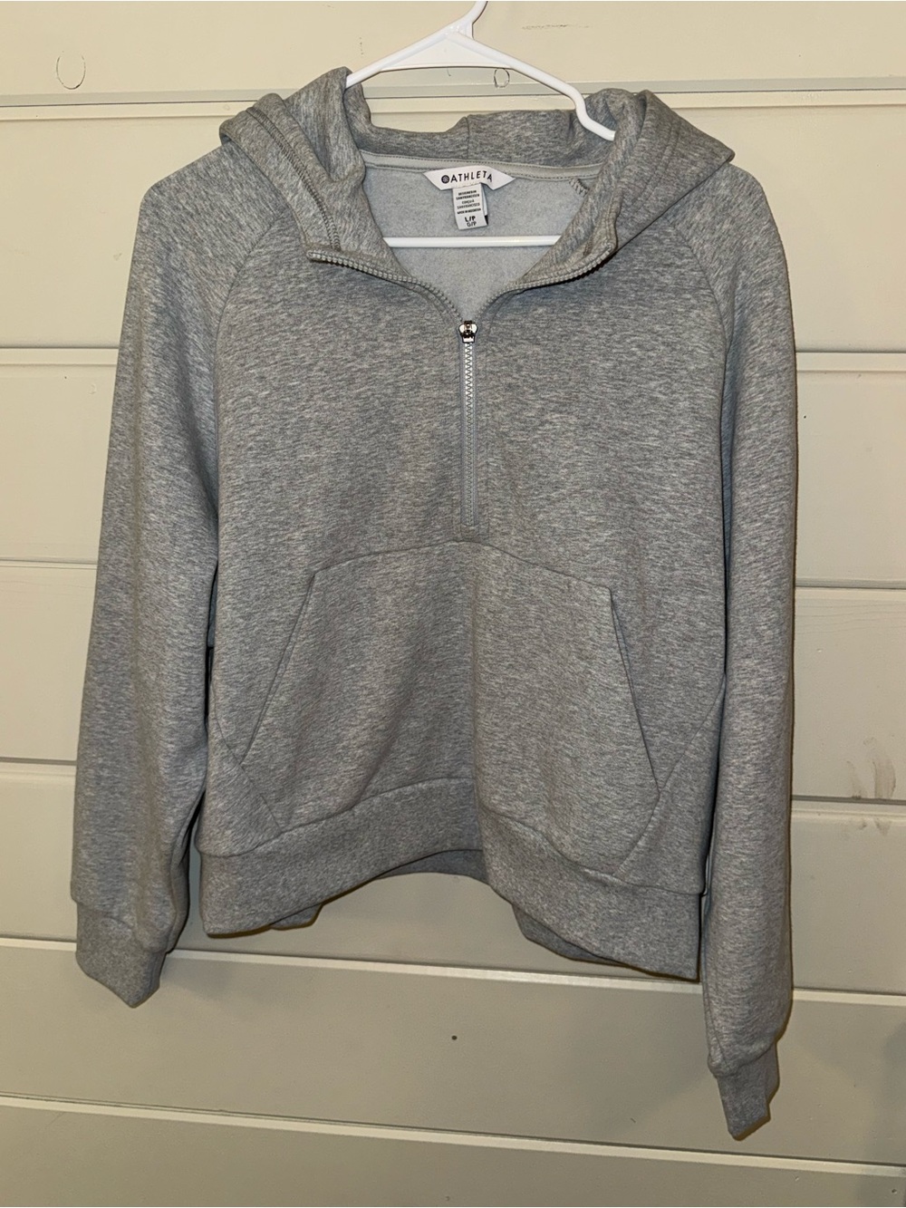 NWT - Athleta Easy Fleece 1/2 Zip Hoodie Sweatshirt Heathered Grey (LG PET)